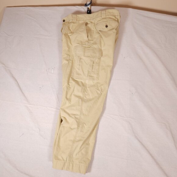LL Bean Cargo Pants Mens 35x32 (~32x28.5) 100% Cotton Light Yellow RUNS SMALL - Picture 13 of 15